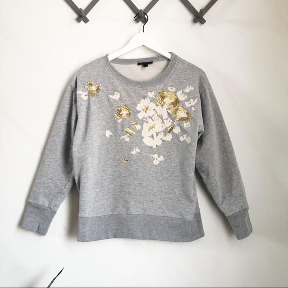 J. Crew Sweaters - J Crew Embroidered Flower Sweatshirt